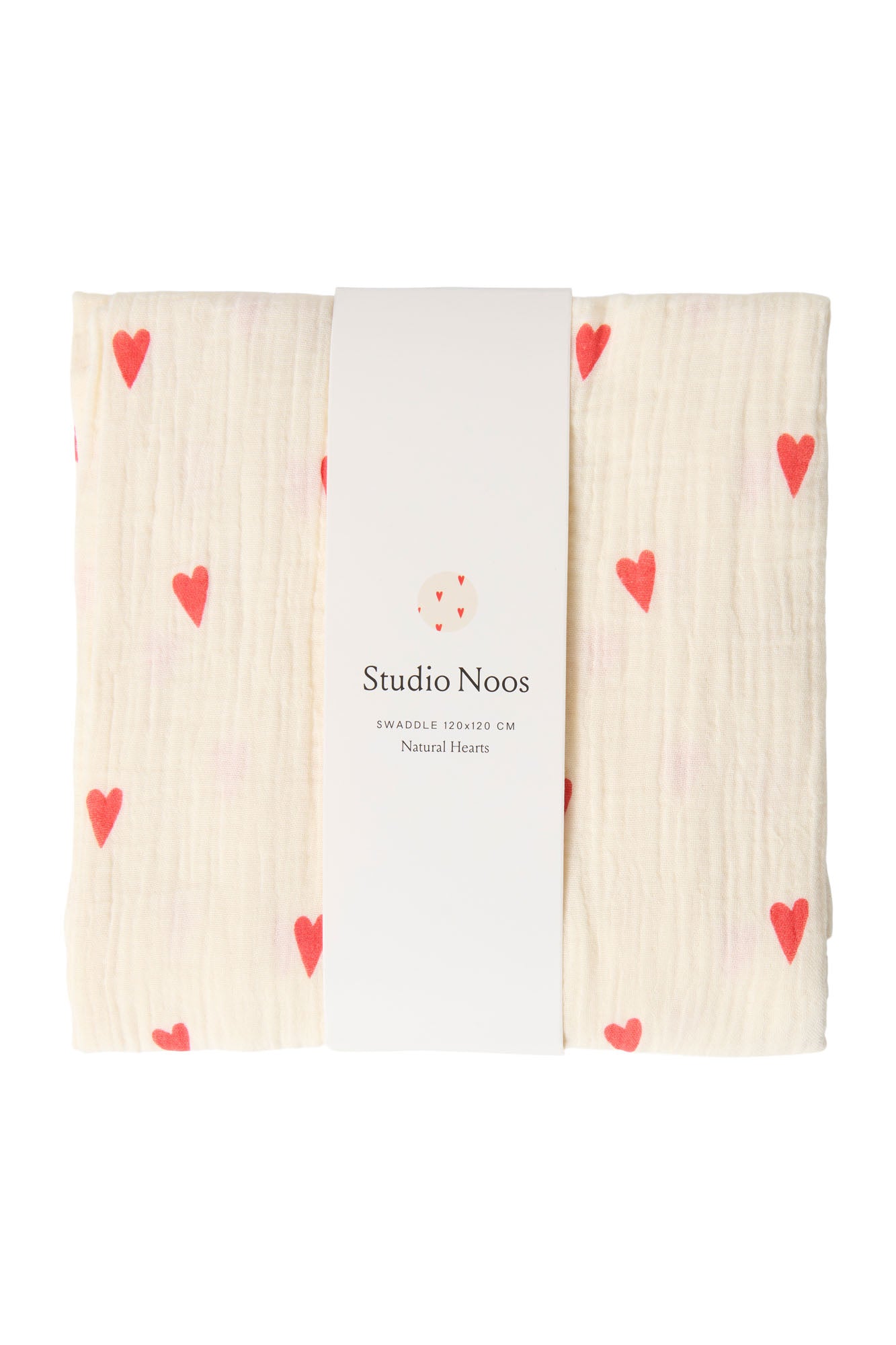 Pearls and Swines Studio Noos - Swaddle Large - Natural Hearts - Pearls & Swines