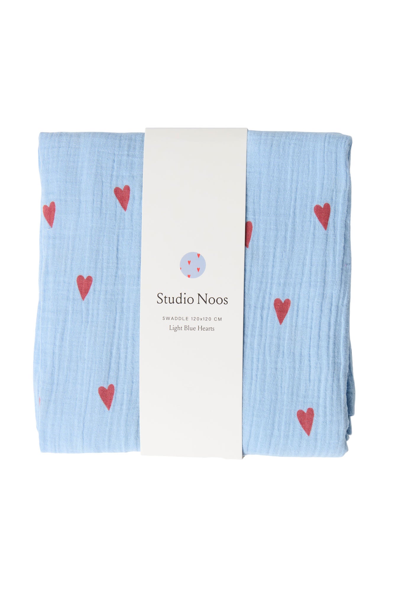 Pearls and Swines Studio Noos - Swaddle Large - Light Blue Hearts - Pearls & Swines