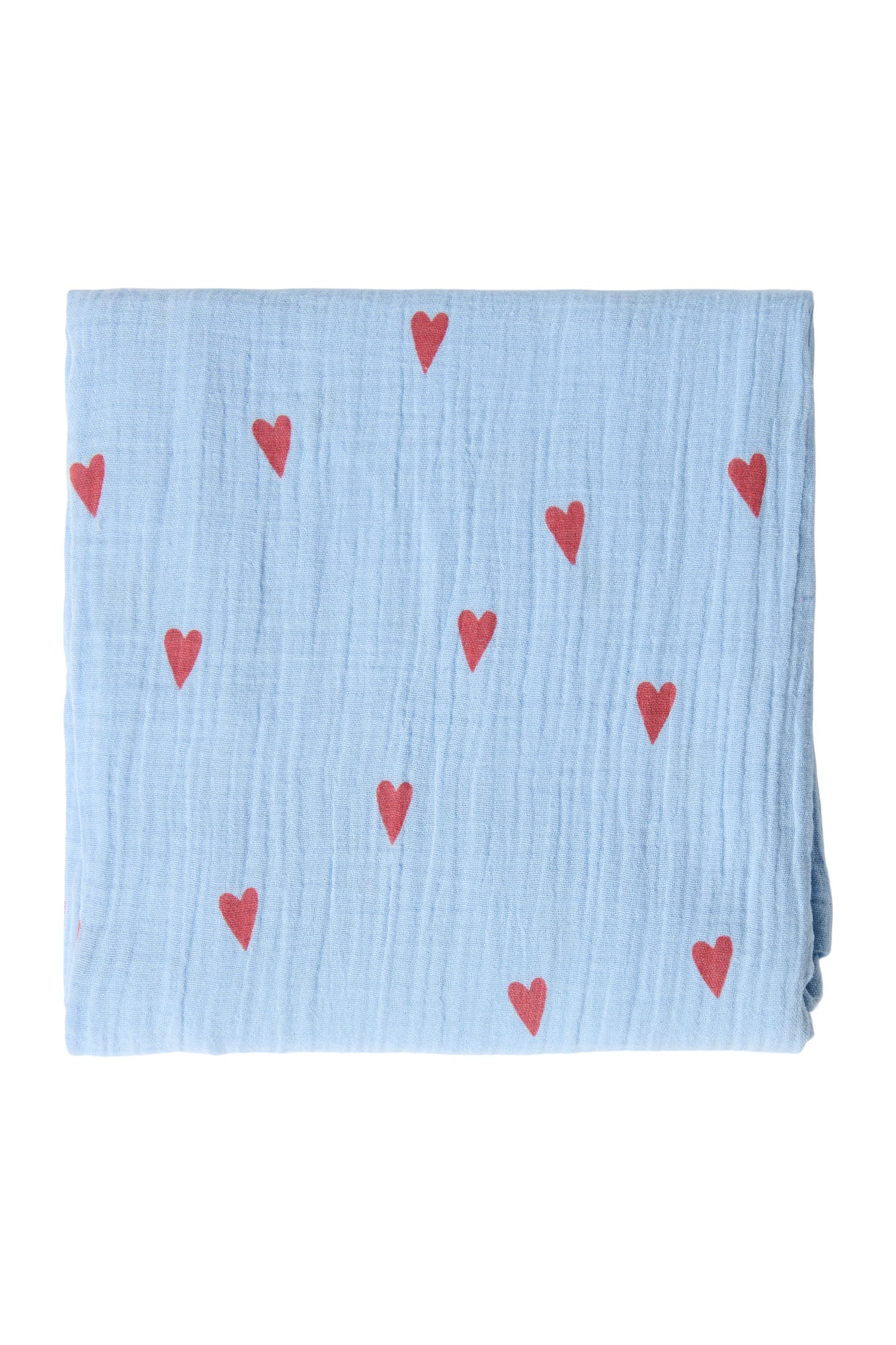 Pearls and Swines Studio Noos - Swaddle Large - Light Blue Hearts - Pearls & Swines
