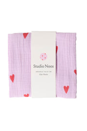 Pearls and Swines Studio Noos - Swaddle Medium - Lilac Hearts - Pearls & Swines