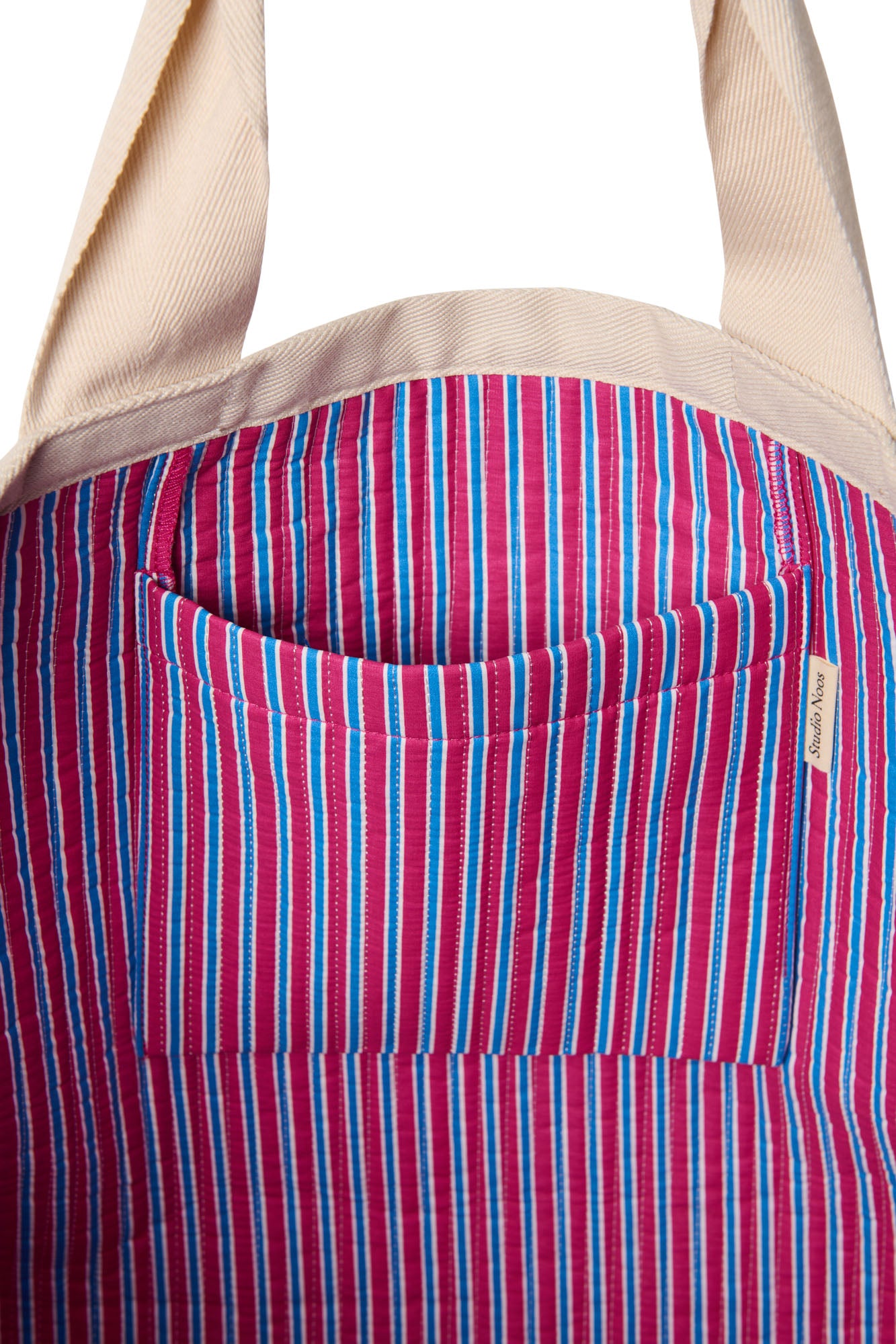 Pearls and Swines Studio Noos - Poplin Striped Beach bag - Raspberry - Pearls & Swines