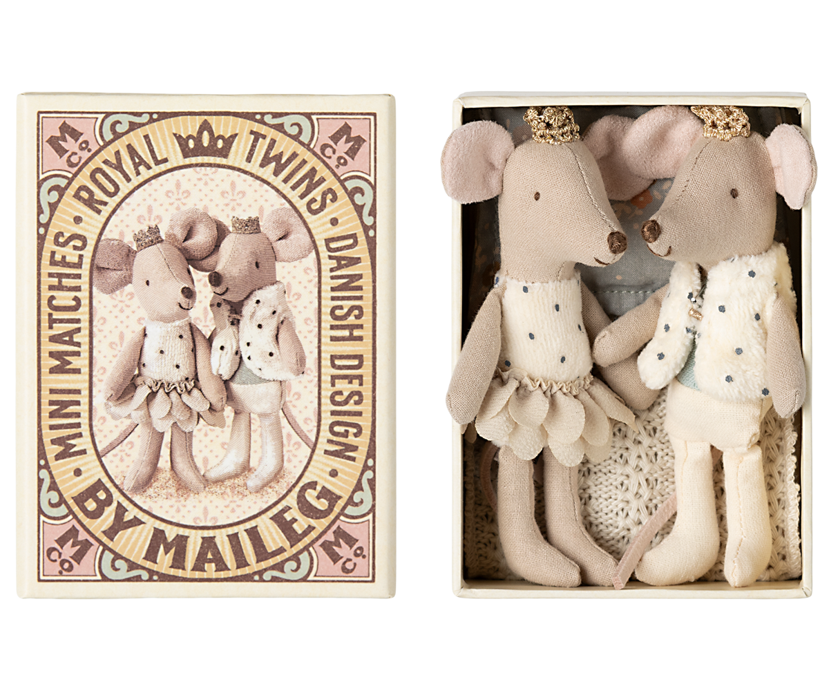 Maileg - Royal twin mice - Little sister and brother in matchbox