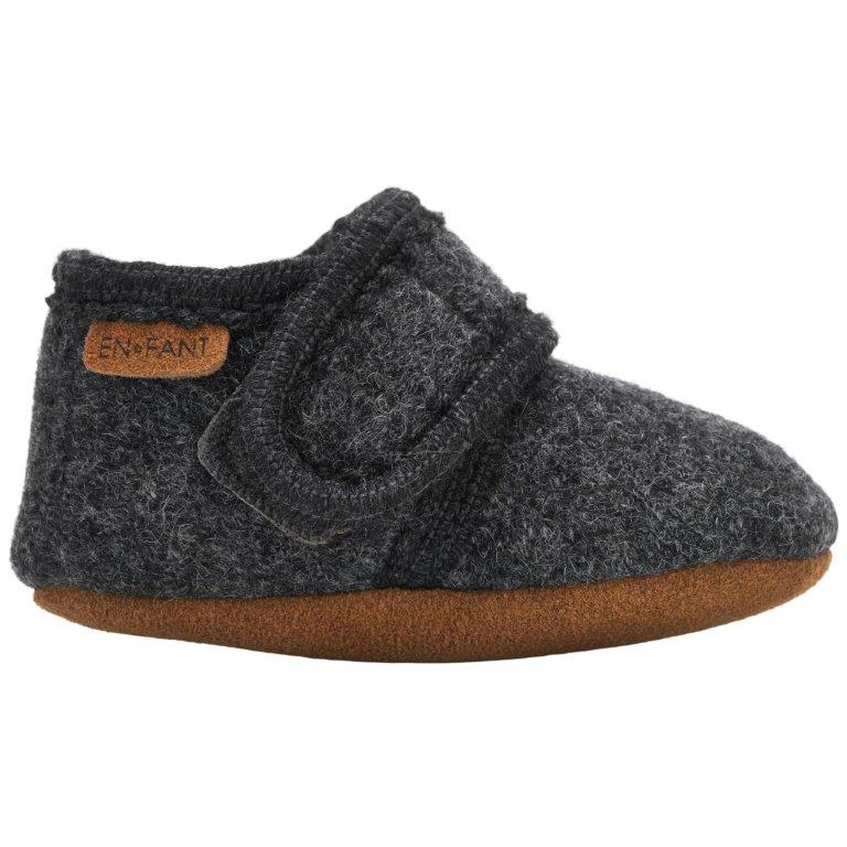 Enfant Enfant - Baby Wool Slippers - Dark Grey Melange - Pearls & Swines