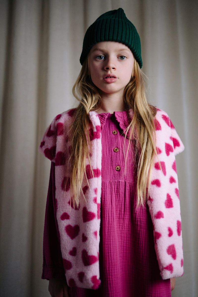 Daily Brat Daily Brat - Heart Crush Teddy Vest - Soft Pink - Pearls & Swines