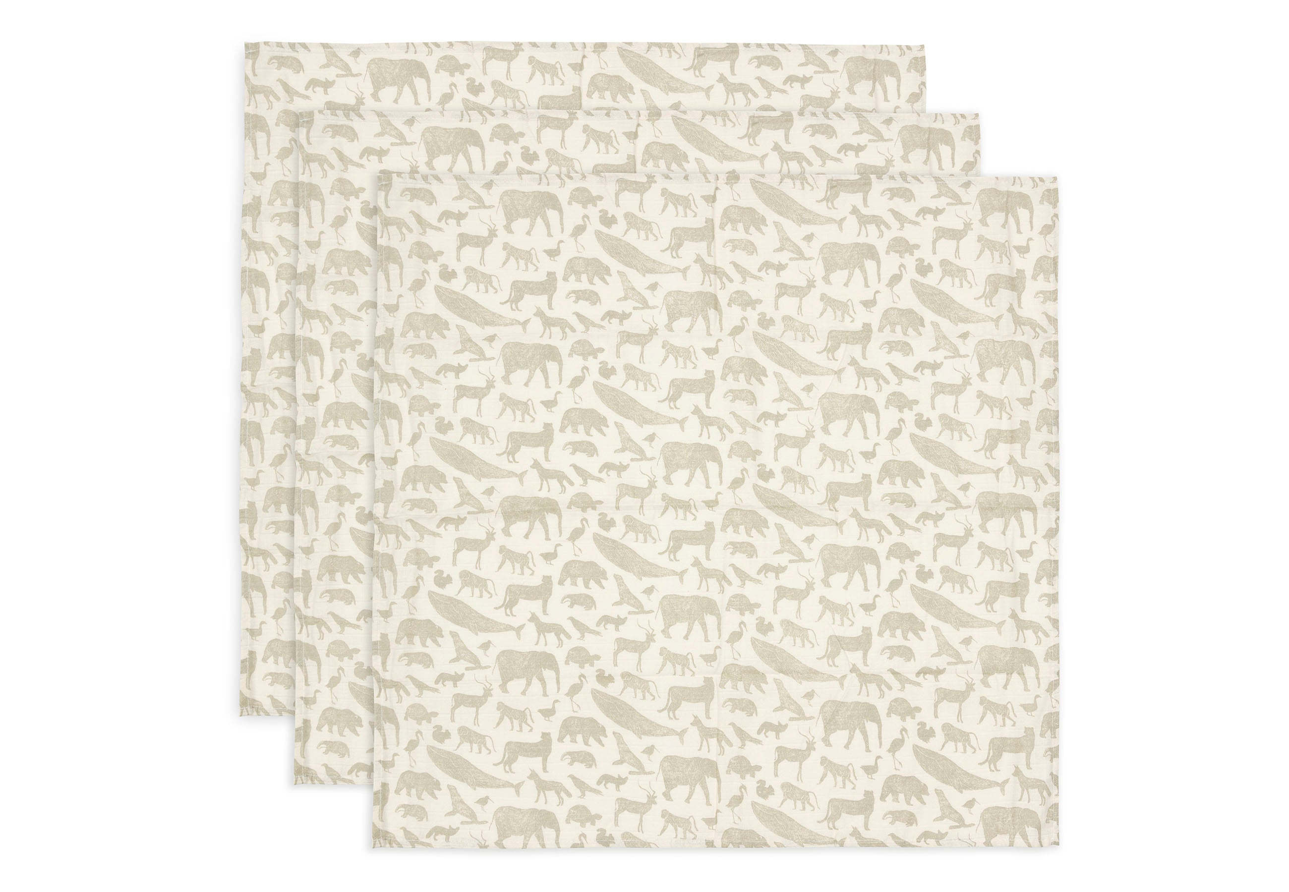 Jollein Jollein - Cloth Muslin - Animals Olive Green - 3 Pack - Pearls & Swines