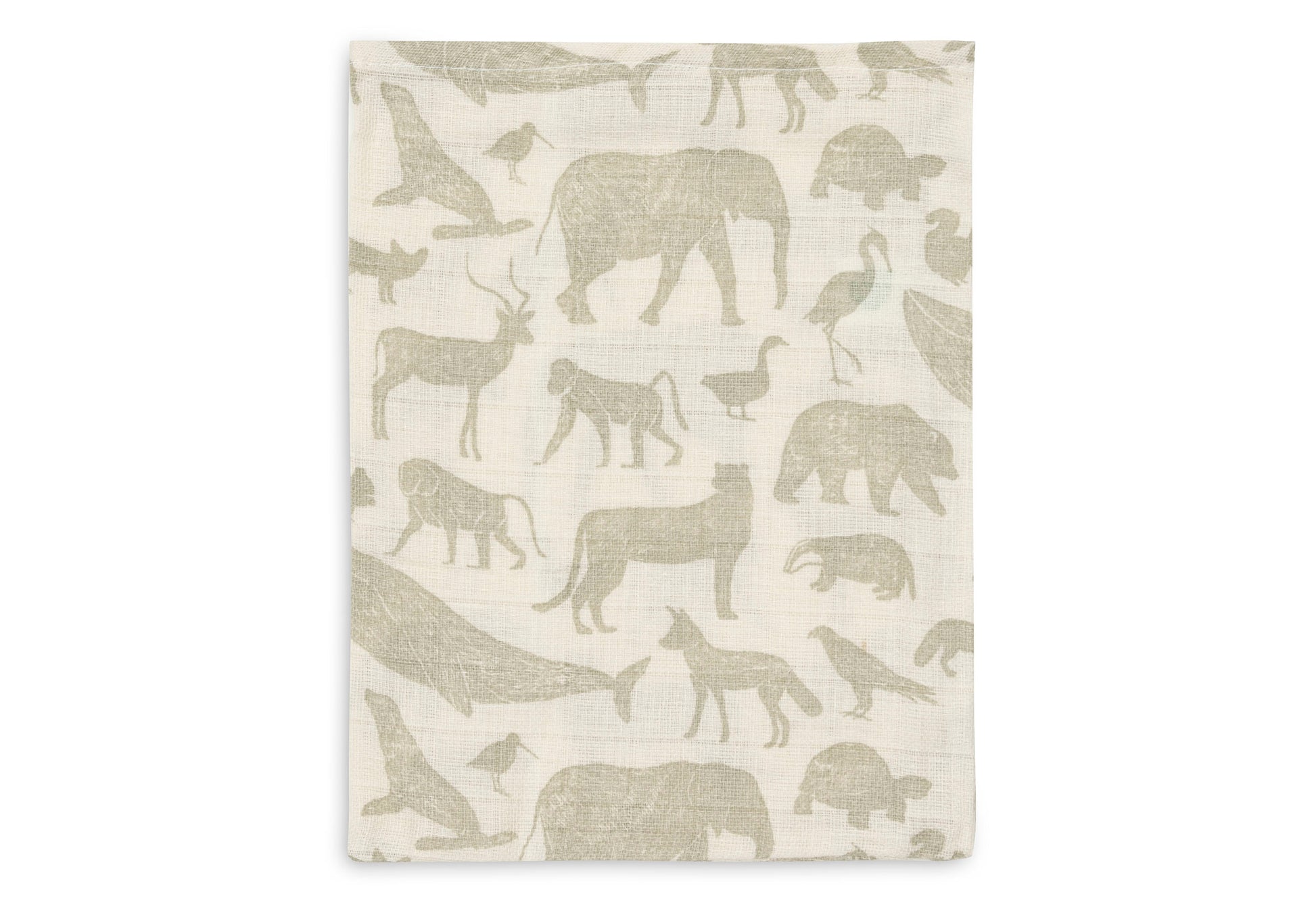 Jollein Jollein - Washcloth Muslin - Animals Olive Green - 3 Pack - Pearls & Swines
