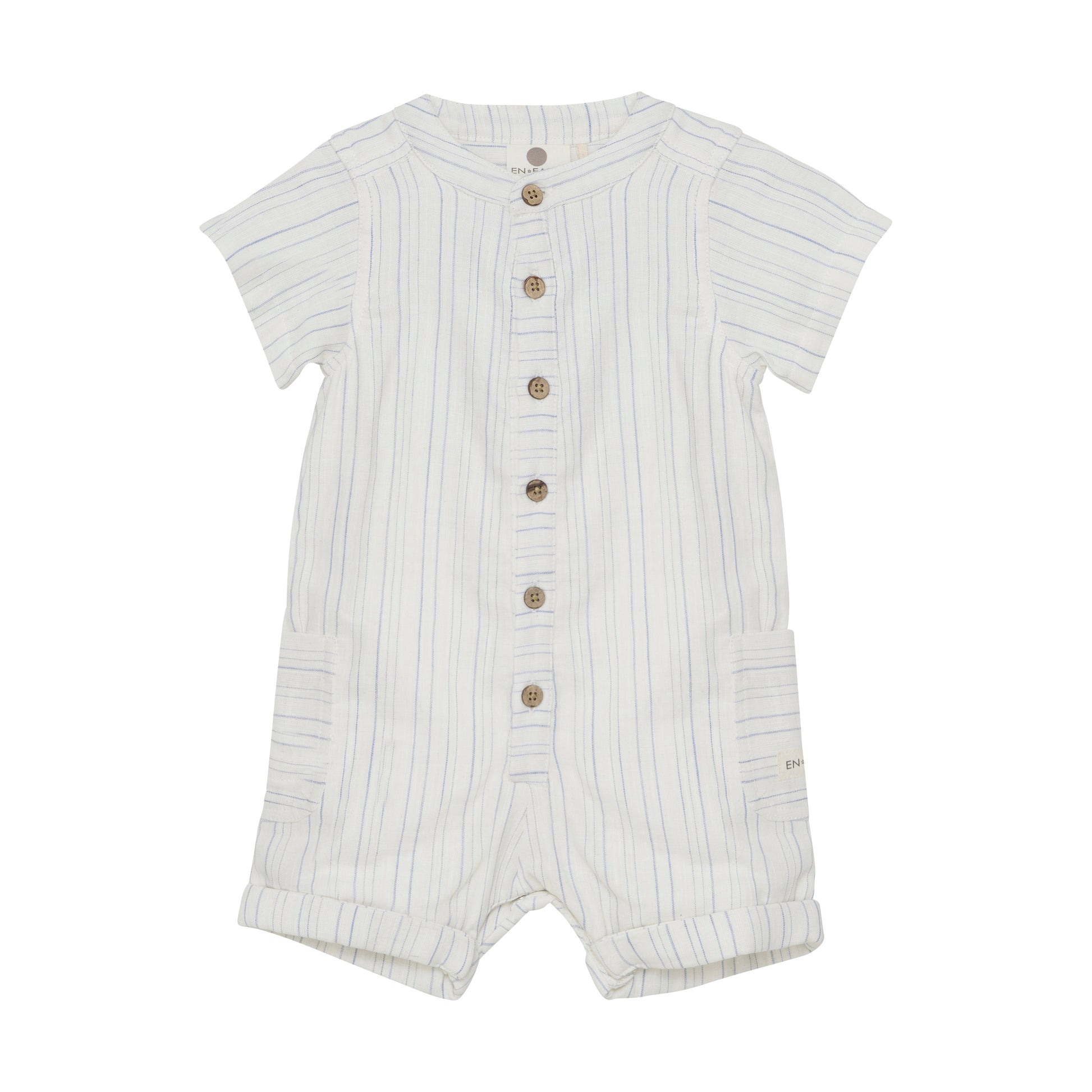 Enfant Enfant - Playsuit Muslin Stripe - Citadel - Pearls & Swines