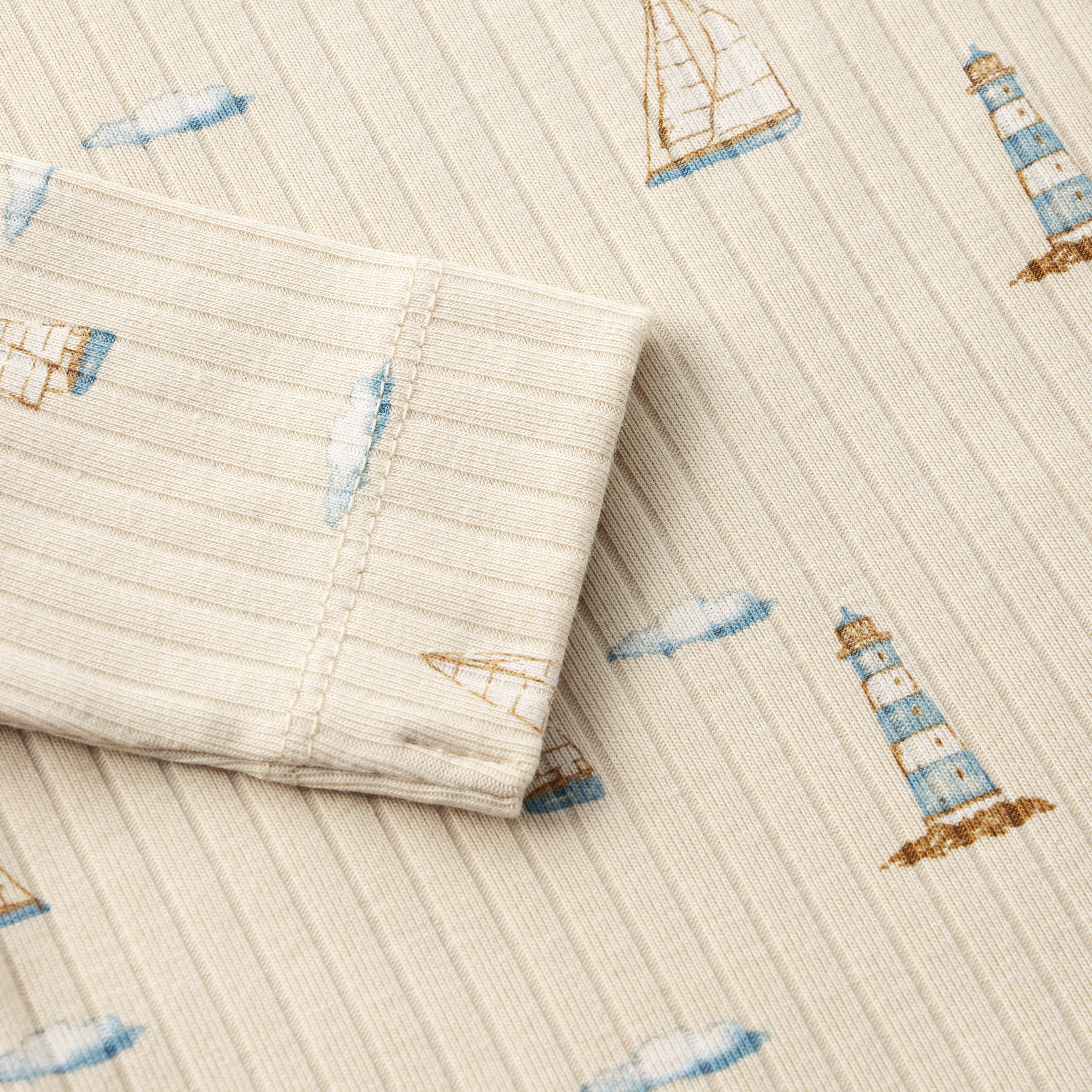 Enfant Enfant - Newborn Body LS Rib AOP - Fog - Pearls & Swines