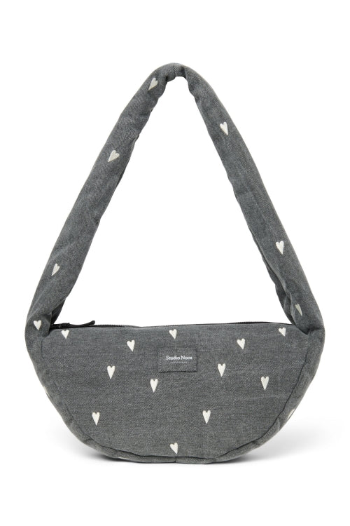 Pearls & Swines Studio Noos - Denim Mini Cross Body Bag - Grey Hearts - Pearls & Swines