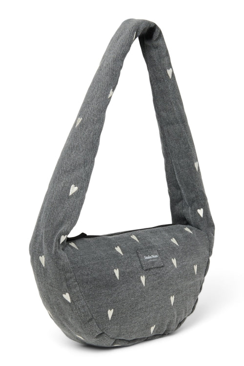 Pearls & Swines Studio Noos - Denim Mini Cross Body Bag - Grey Hearts - Pearls & Swines