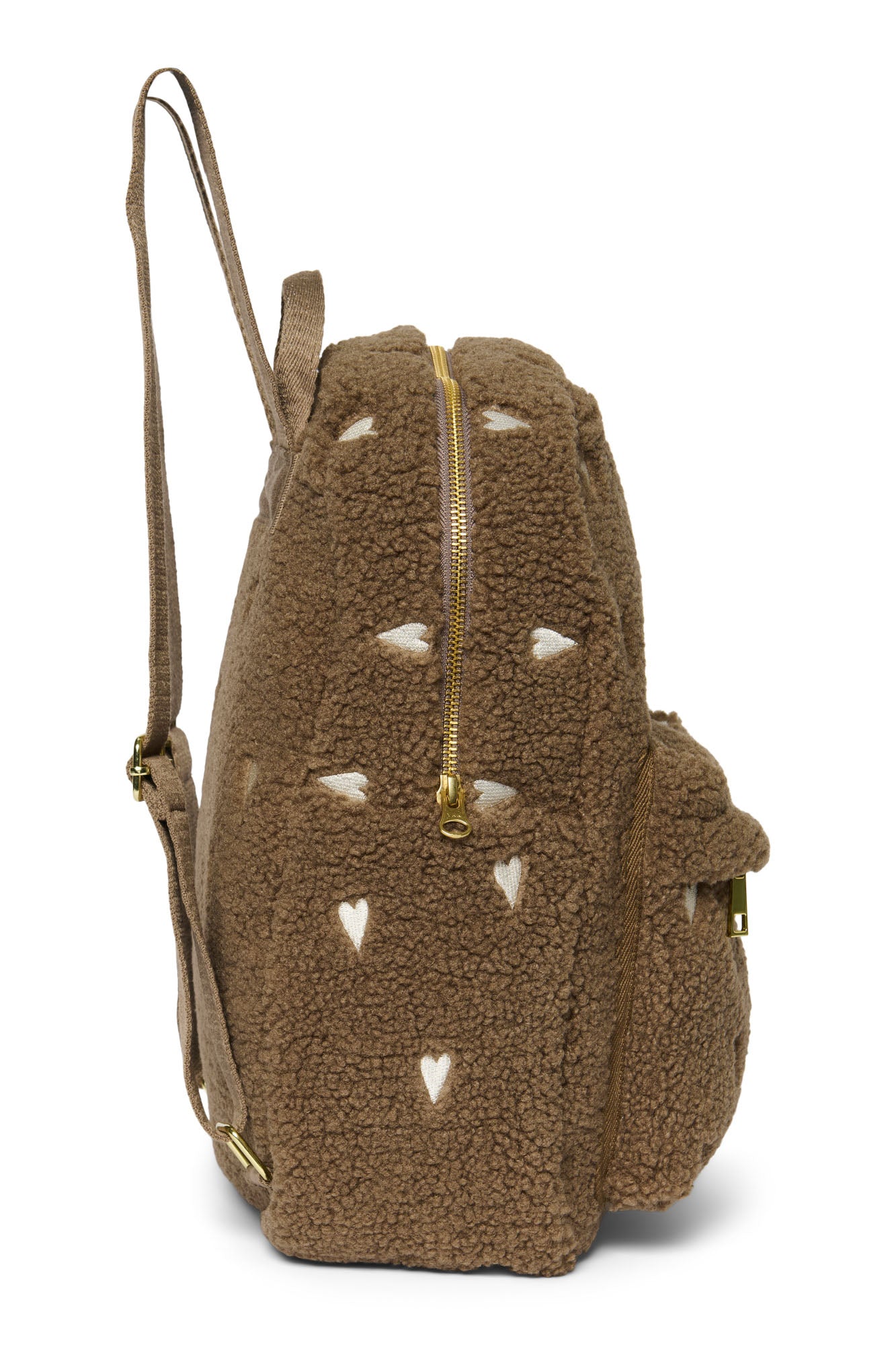 Pearls and Swines Studio Noos - Teddy Midi Backpack with Front Pocket - Brown Hearts - Pearls & Swines