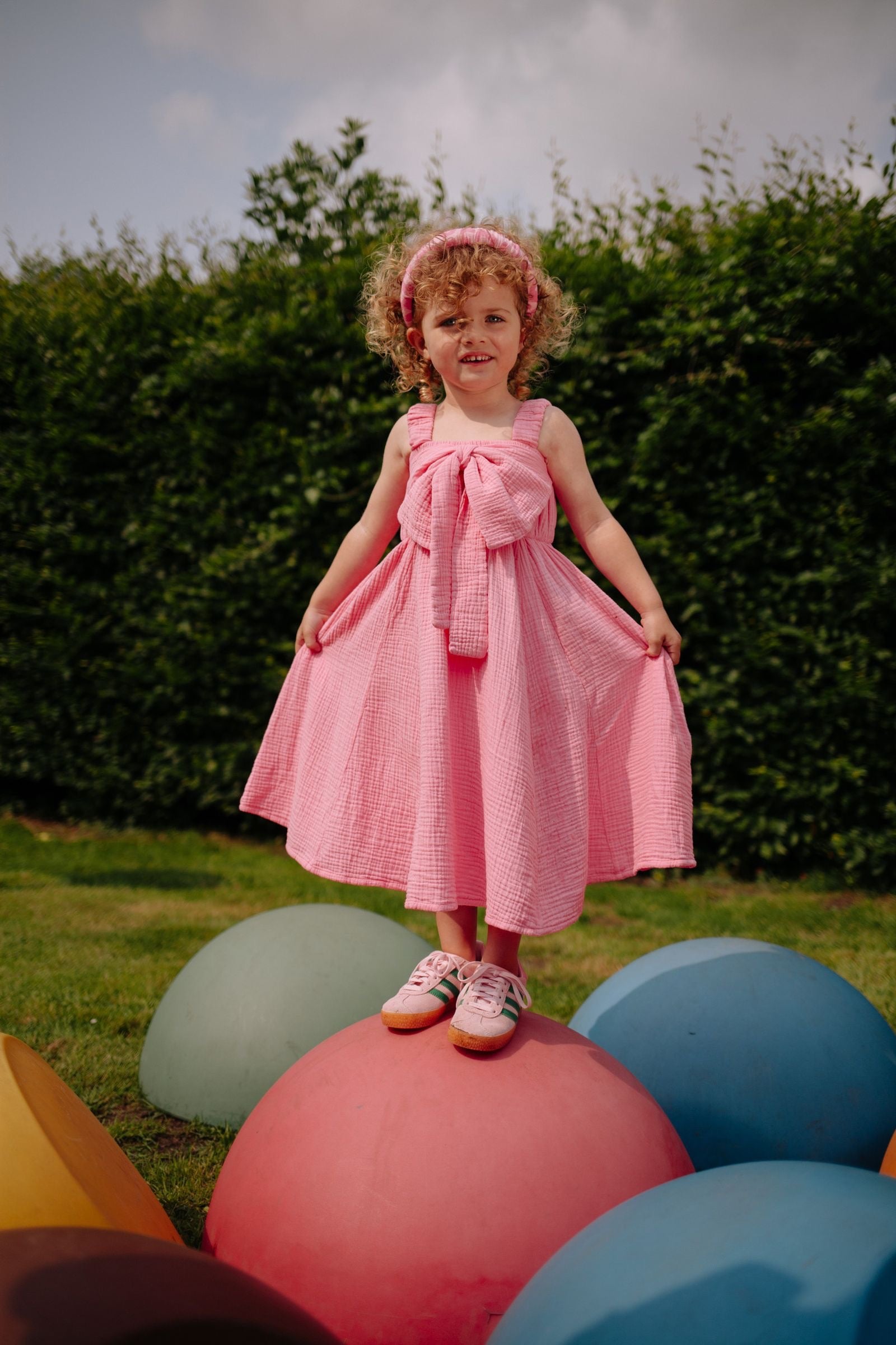 Daily Brat Daily Brat - Bow Dress Pink Cosmos - Pearls & Swines