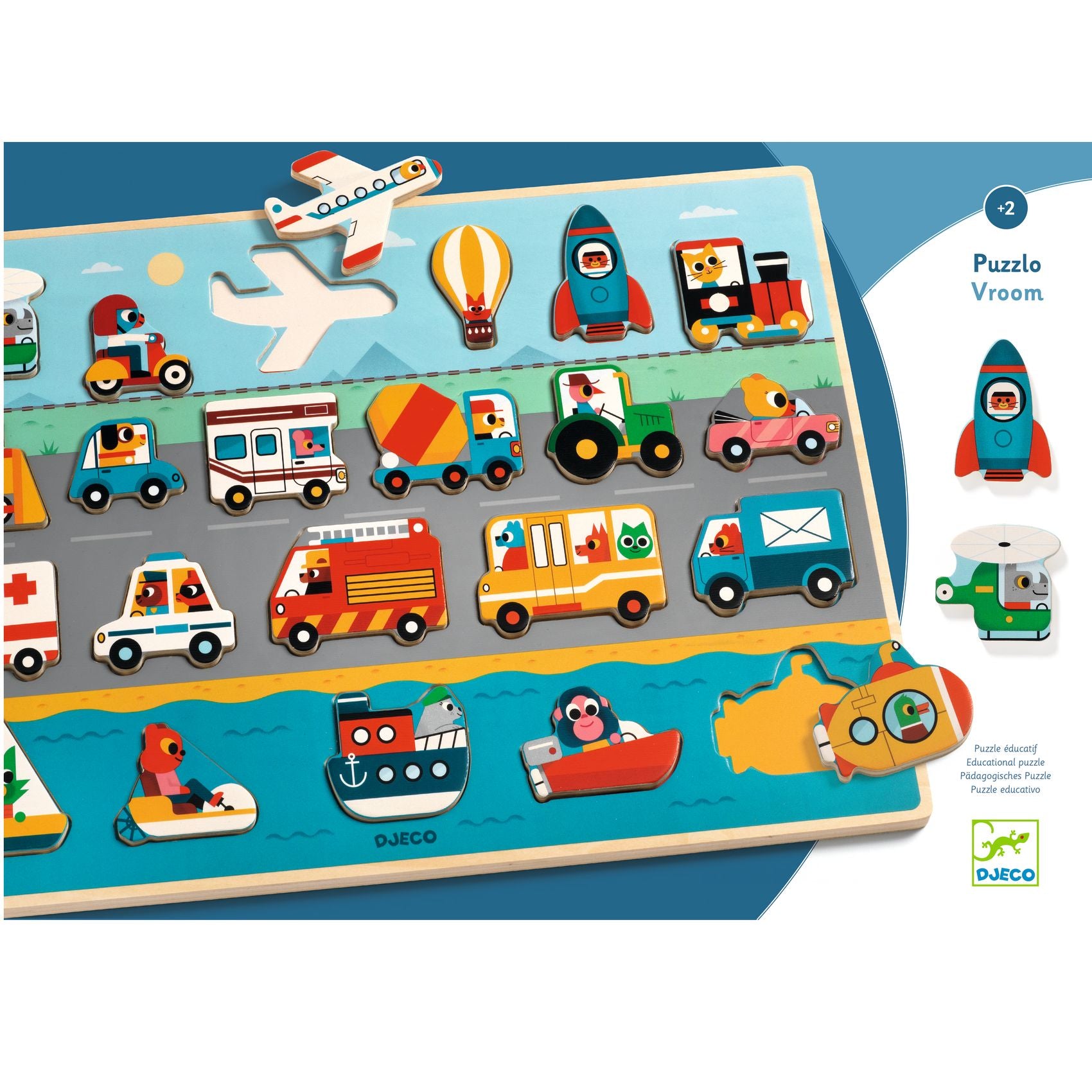 Djeco Djeco - Wooden Puzzle - Vroom - Pearls & Swines