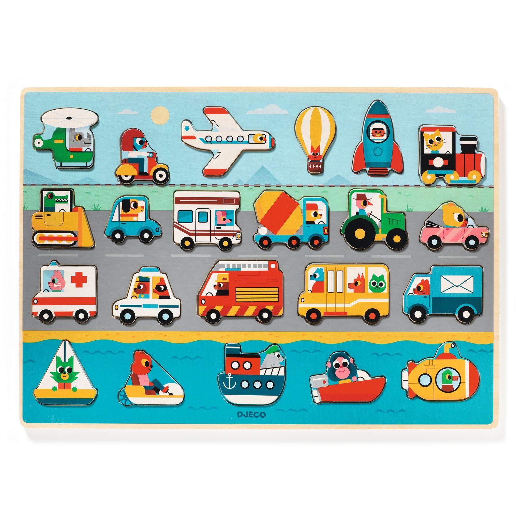 Djeco Djeco - Wooden Puzzle - Vroom - Pearls & Swines