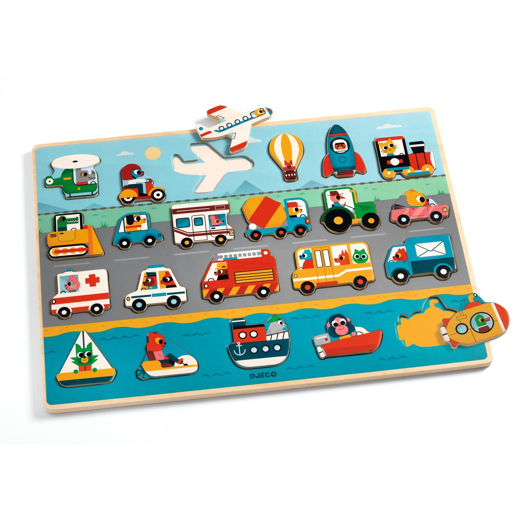 Djeco Djeco - Wooden Puzzle - Vroom - Pearls & Swines