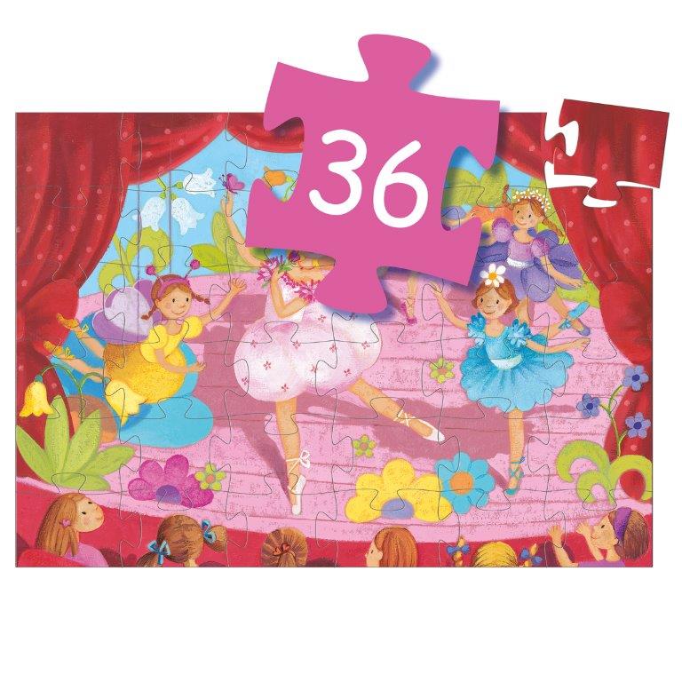 Djeco Djeco - Silhouette Puzzle - The Ballerina with the Flower - Pearls & Swines