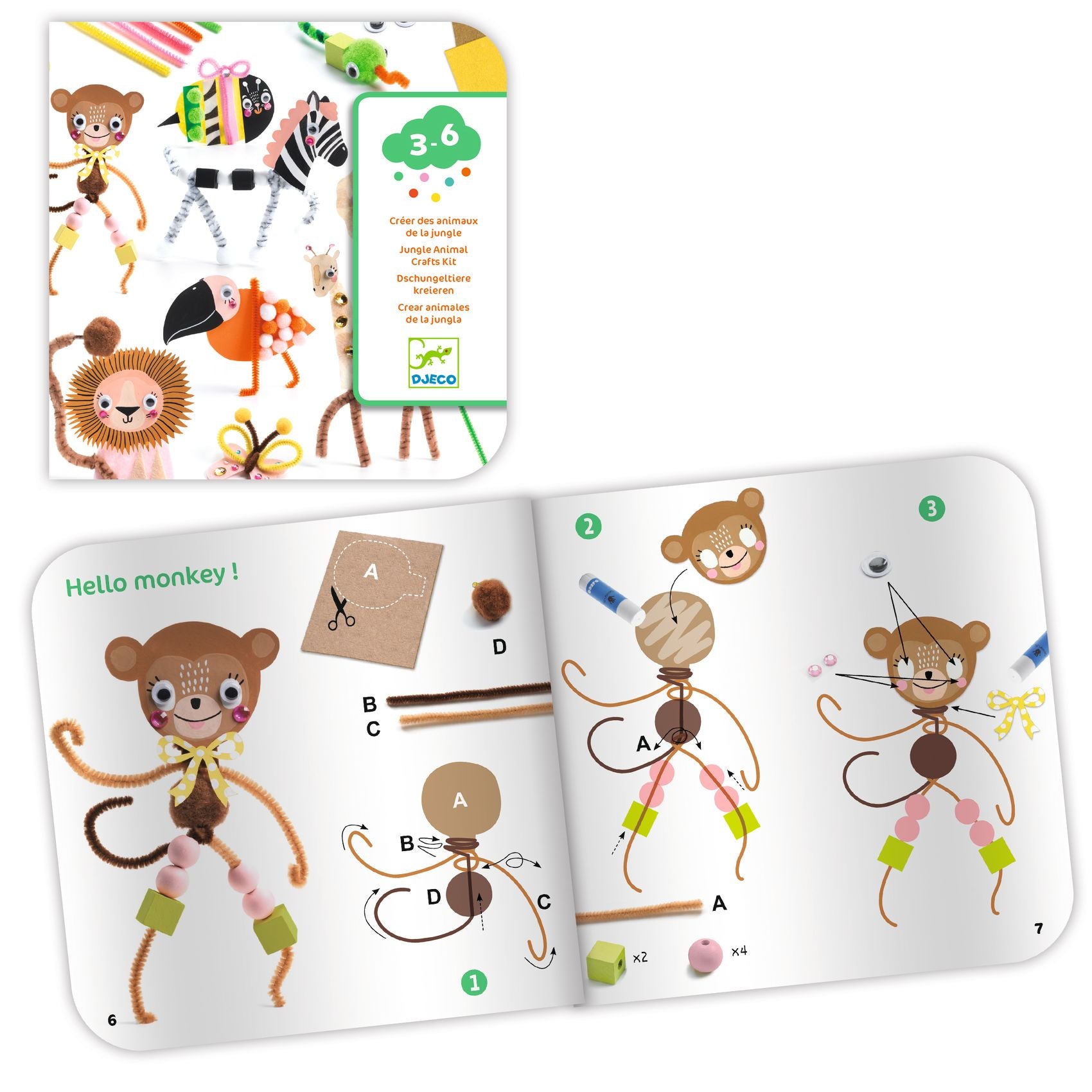 Djeco Djeco Jungle Animal Creation Box - Pearls & Swines
