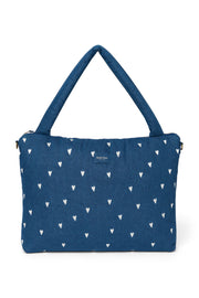 Pearls and Swines Studio Noos - Denim Diaperbag - Dark White Hearts - Pearls & Swines