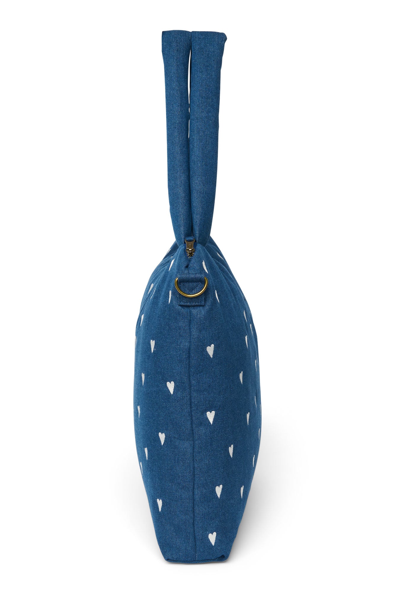 Pearls and Swines Studio Noos - Denim Diaperbag - Dark White Hearts - Pearls & Swines