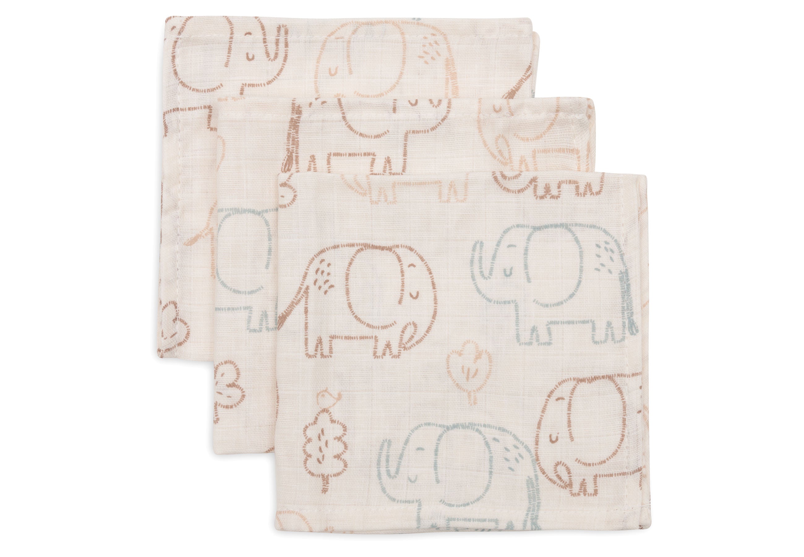 Jollein Jollein - Mouth Cloth Muslin - Elephant Tales - 3 Pack - Pearls & Swines