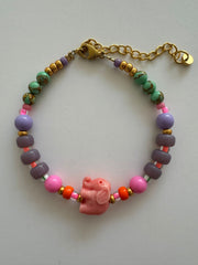 Bymelo Bymelo - Bracelet - Ollie Elephant/Pink - Pearls & Swines