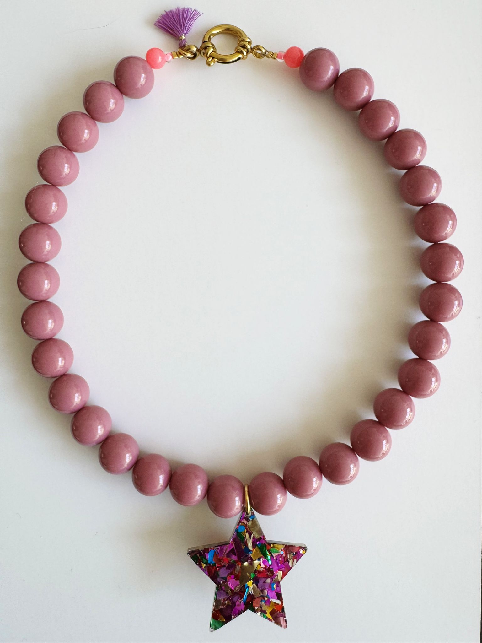 Bymelo Bymelo - Necklace - Animal Purple/Glitter Star - Pearls & Swines