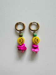 Bymelo Bymelo - Earrings - Yellow Smiley - Pearls & Swines