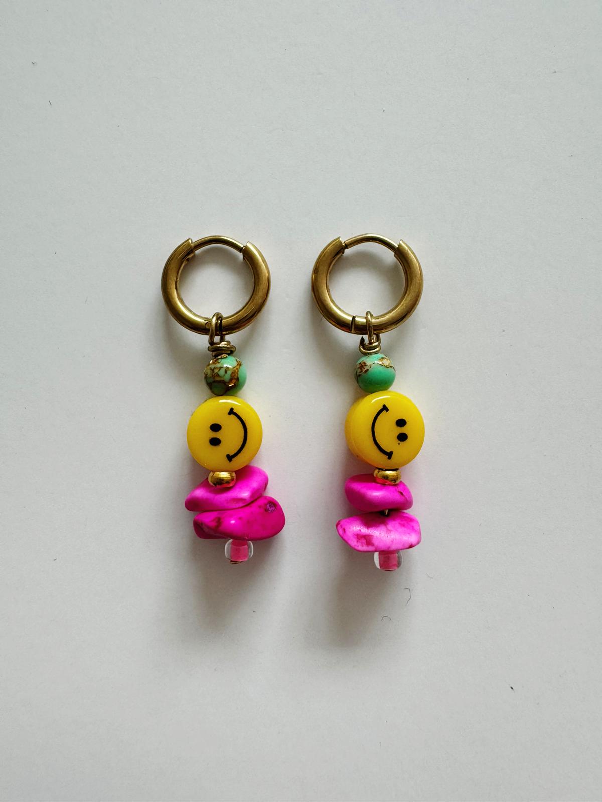 Bymelo Bymelo - Earrings - Yellow Smiley - Pearls & Swines