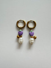 Bymelo Bymelo - Earrings - Purple and Pearl - Pearls & Swines
