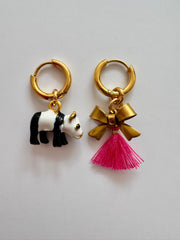 Bymelo Bymelo - Earrings - Panda and Bow - Pearls & Swines