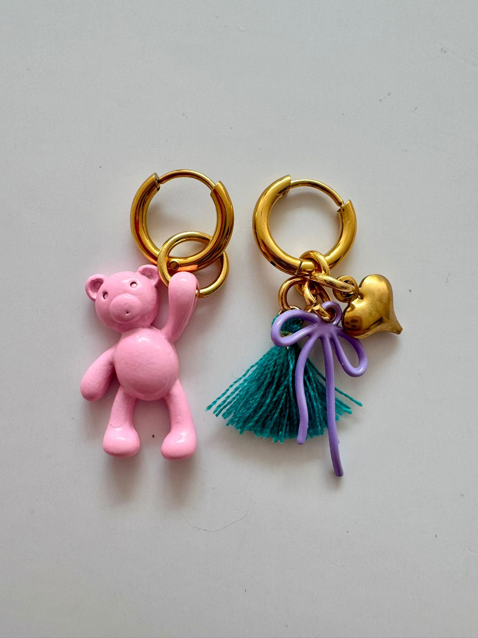 Bymelo Bymelo - Earrings - Pink Bear - Pearls & Swines