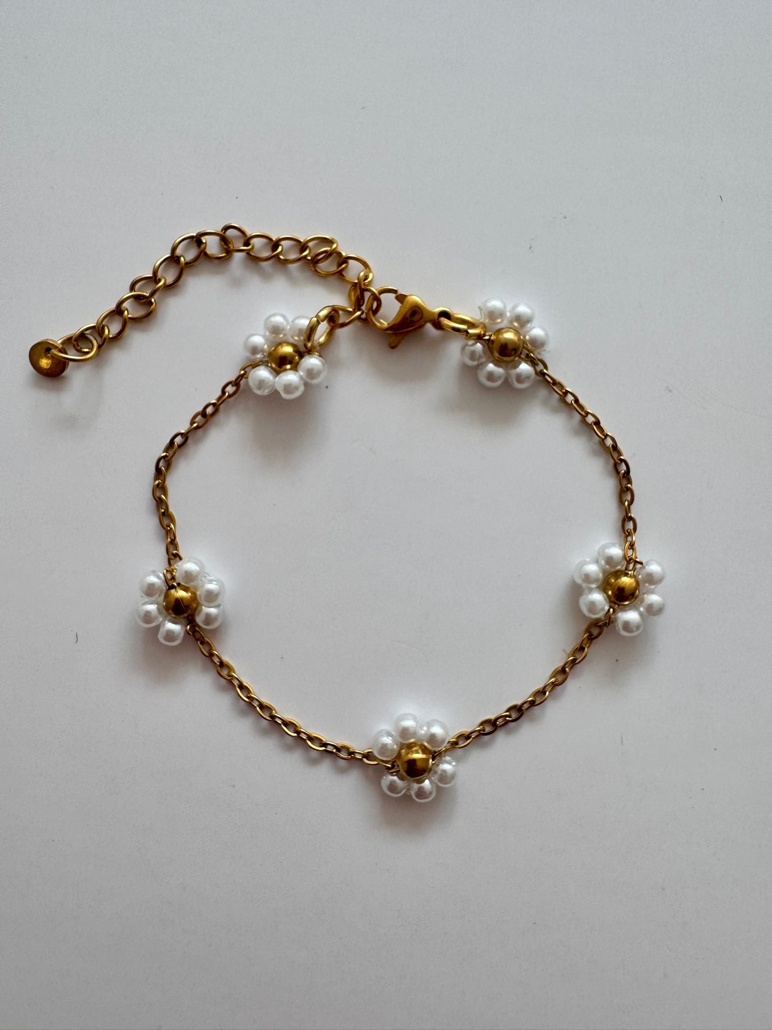 Bymelo Bymelo - Bracelet - White flower - Pearls & Swines