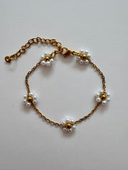 Bymelo Bymelo - Bracelet - White flower - Pearls & Swines