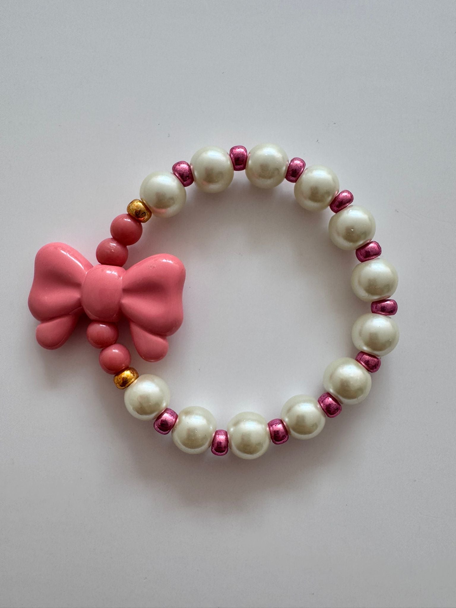 Bymelo Bymelo - Bracelet - Pink bow - Pearls & Swines