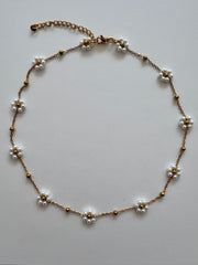 Bymelo Bymelo - Necklace - White flower - Pearls & Swines