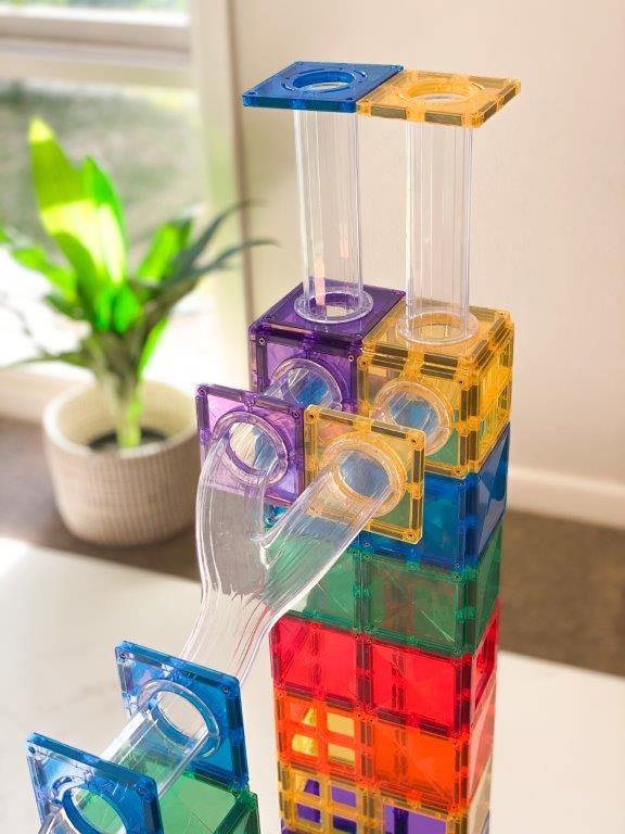 Connetix Tiles Connetix Tiles - Rainbow Ball Run - Pack 92 pc - Pearls & Swines
