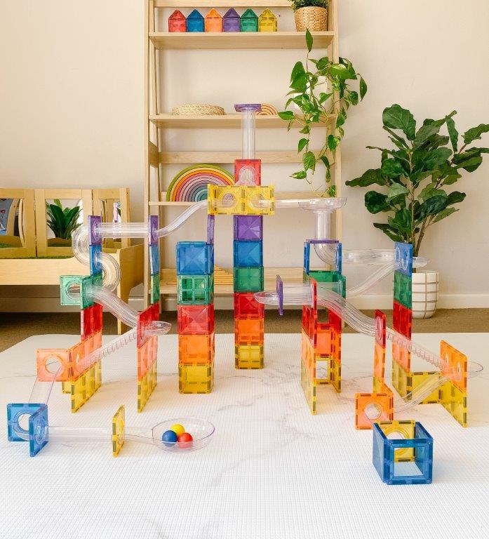 Connetix Tiles Connetix Tiles - Rainbow Ball Run - Pack 92 pc - Pearls & Swines