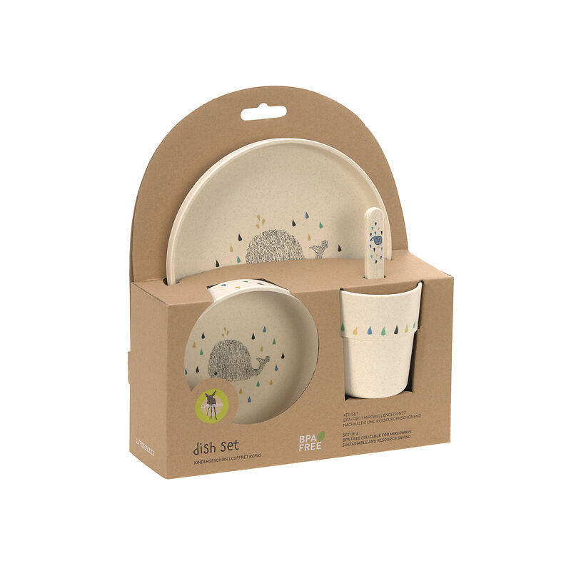 Lässig Lässig - Dish Set PP/Cellulose 4 pcs - Little Water Whale - Pearls & Swines