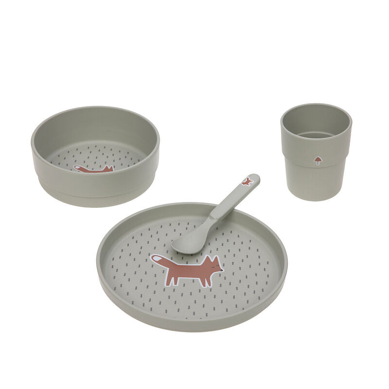 Lässig Lässig - Dish Set PP/Cellulose 4 pcs - Little Forest Fox - Pearls & Swines