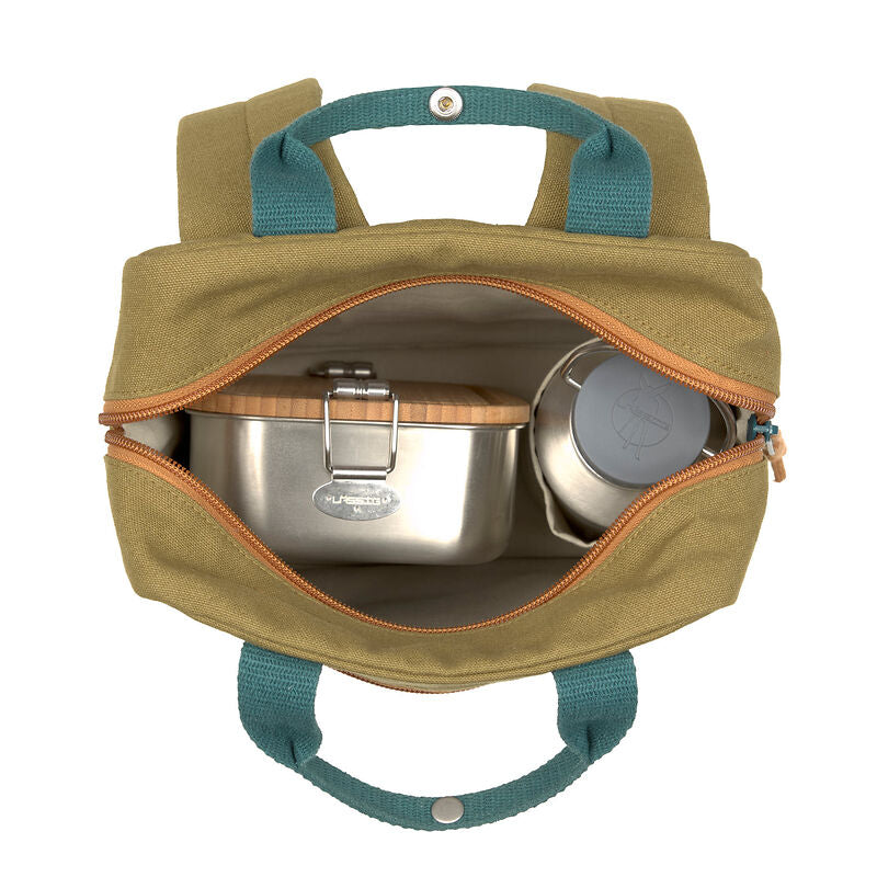 Lässig Lässig Little One & Me Square Backpack - Small, Olive - Pearls & Swines