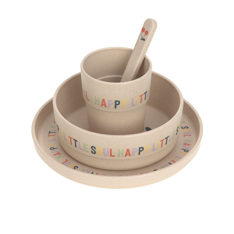 Lässig Lässig - Dish Set PP/Cellulose 4 pcs - Happy Fruits Cherry - Pearls & Swines