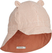 Liewood Collection Sale - Liewood - Gorm Reversible Seersucker Sun Hat - Y/D Stripe Tuscany Rose/Sandy - Pearls & Swines
