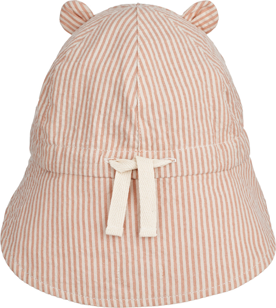 Liewood Collection Sale - Liewood - Gorm Reversible Seersucker Sun Hat - Y/D Stripe Tuscany Rose/Sandy - Pearls & Swines
