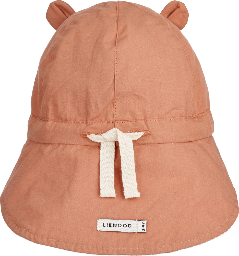 Liewood Collection Sale - Liewood - Gorm Reversible Seersucker Sun Hat - Y/D Stripe Tuscany Rose/Sandy - Pearls & Swines