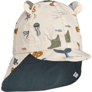 Liewood Collection Sale - Liewood - Gorm Reversible Sun Hat - Sea Creature/Sandy - Pearls & Swines