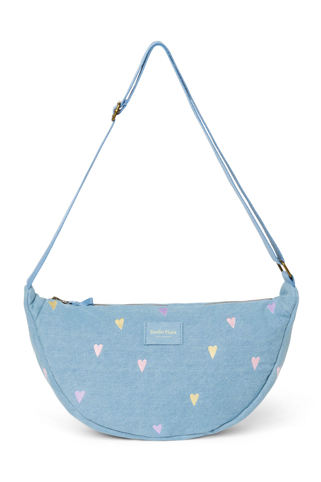 Pearls and Swines Studio Noos - Denim Adult Fanny Pack - Light Blue Hearts - Pearls & Swines