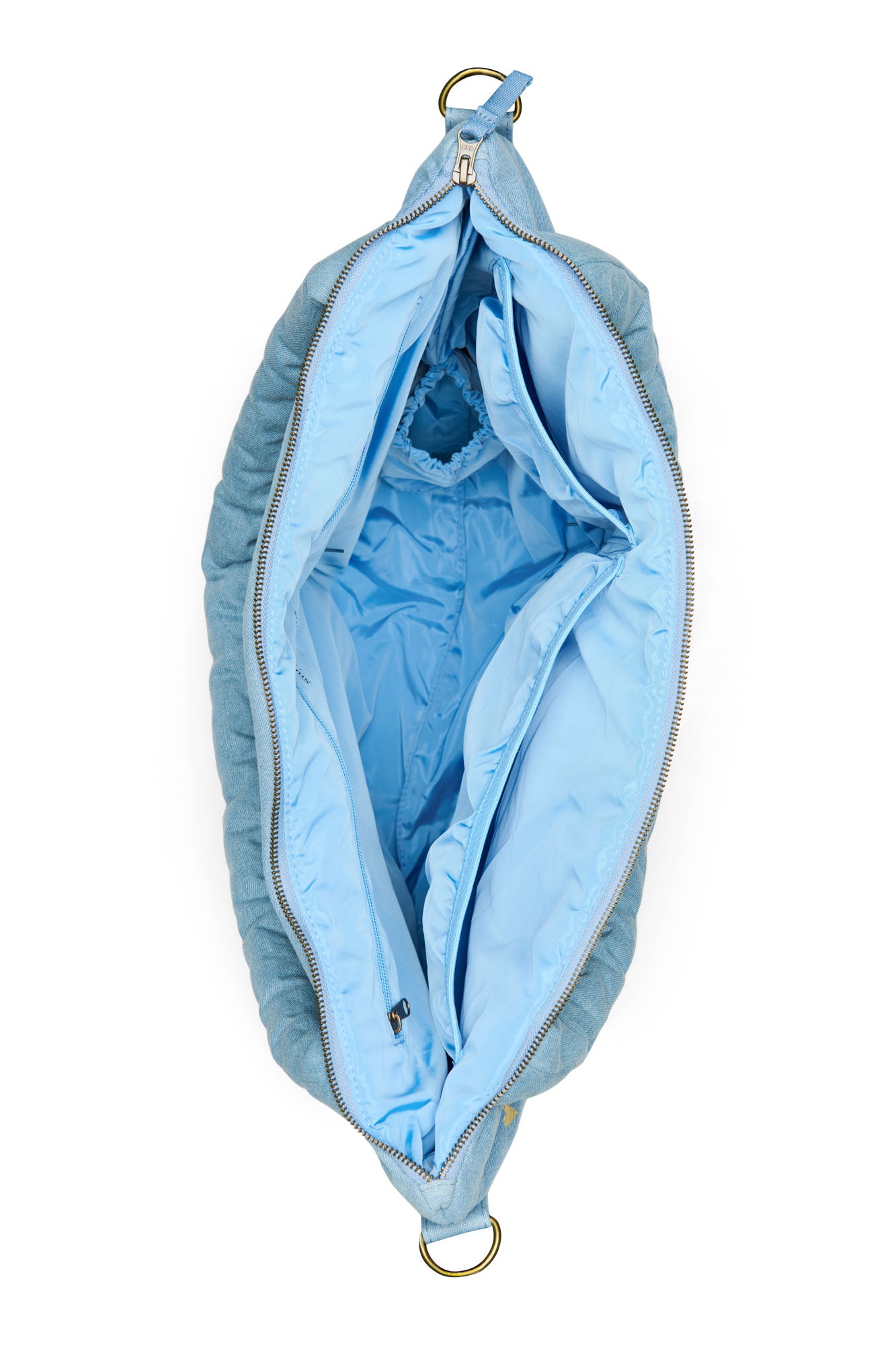 Pearls and Swines Studio Noos - Denim Diaperbag - Light Blue Hearts - Pearls & Swines