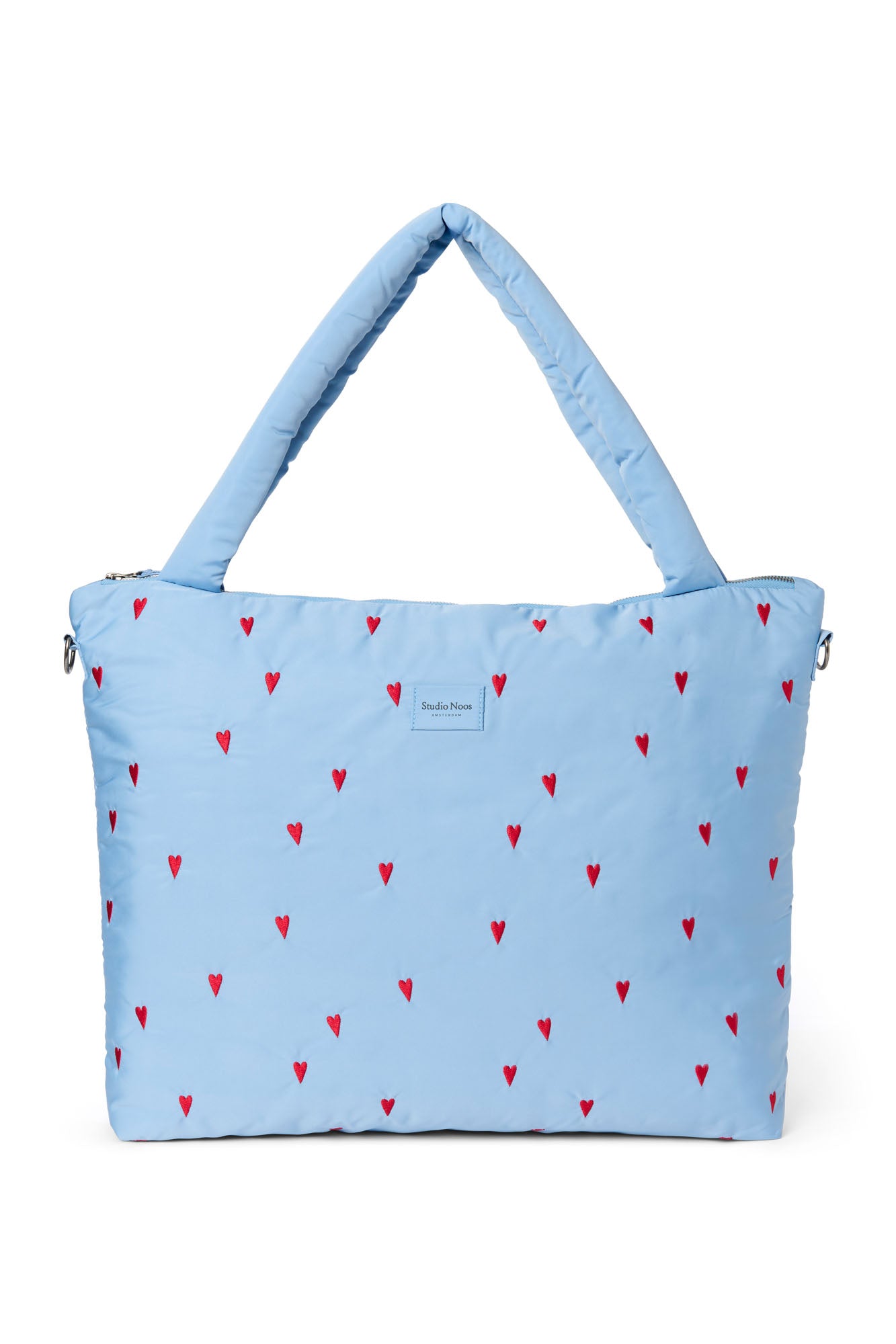 Pearls & Swines Studio Noos - Puffy Diaperbag - Light Blue Hearts - Pearls & Swines