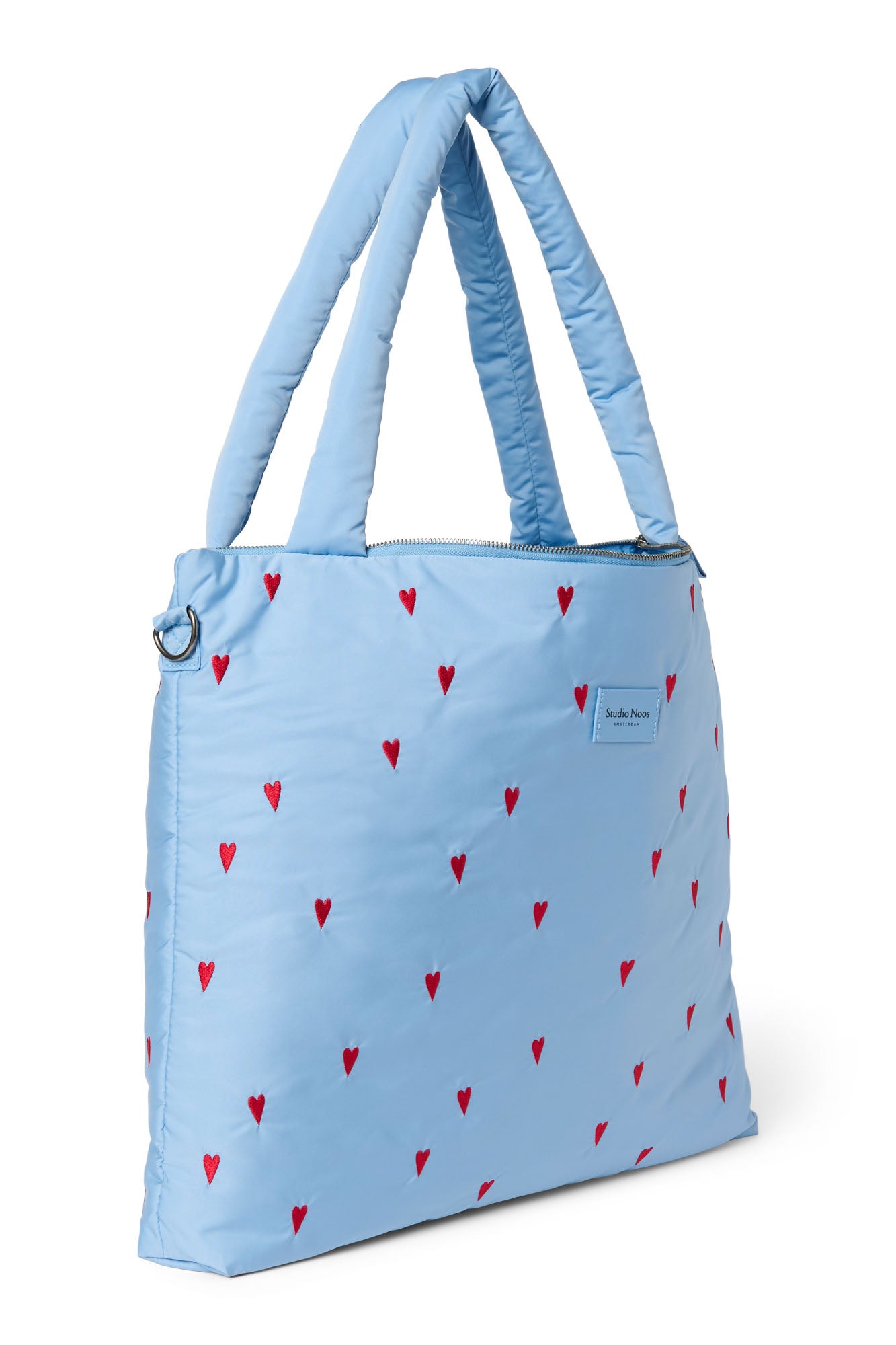 Pearls & Swines Studio Noos - Puffy Diaperbag - Light Blue Hearts - Pearls & Swines