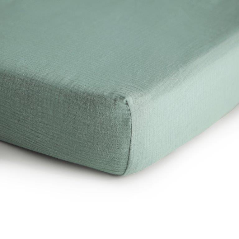 Mushie Mushie Mini Muslin Crib Sheet - Roman Green - Pearls & Swines